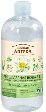 Зелёная аптека Мицеллярная Вода 3 В 1 Зеленый Чай И Алоэ