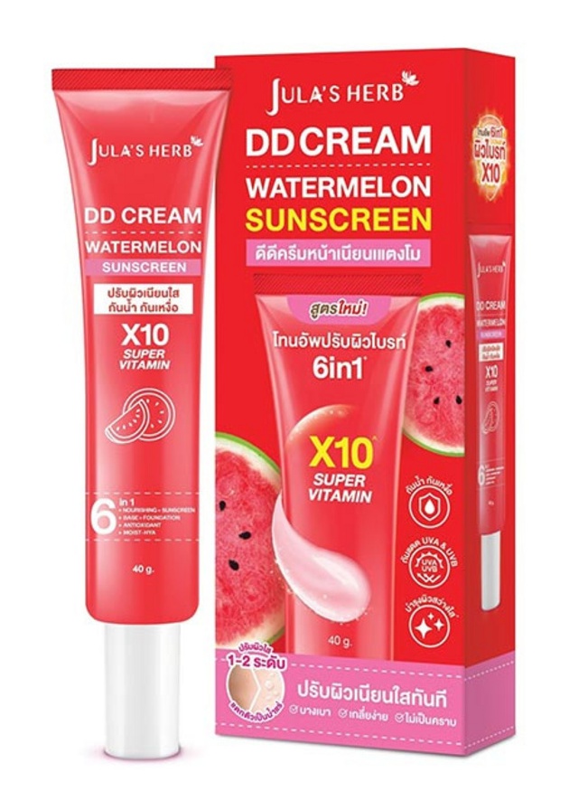 จุฬาเฮิร์บ ดีดี ครีม วอเตอร์เมลอน ซันสกรีน 40 กรัม ดีดีครีมแตงโม