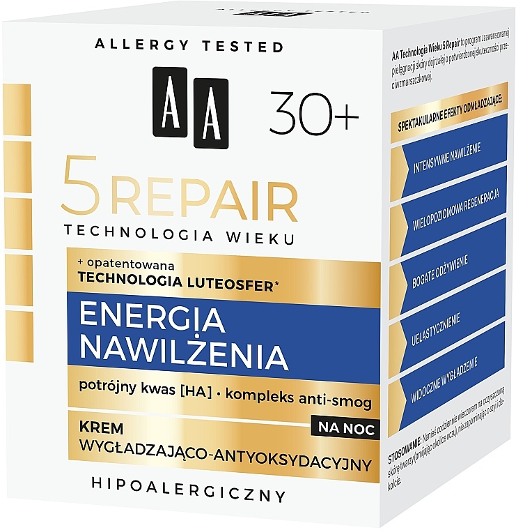 AA Cosmetics Age Technology 5 Repair Moisturizing And Energizing Night Cream 30+