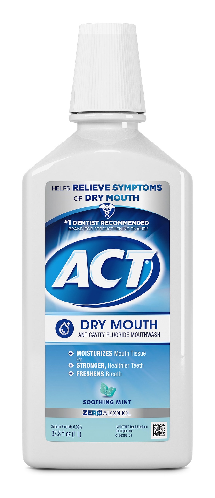 ACT Dry Mouth Anticavity Zero Alcohol Fluoride Mouthwash 18 Fl.