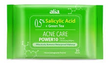 ALIA Salicylic Acid Purifying Tea Tree Makeup Remover Cleansing Wipes 30s