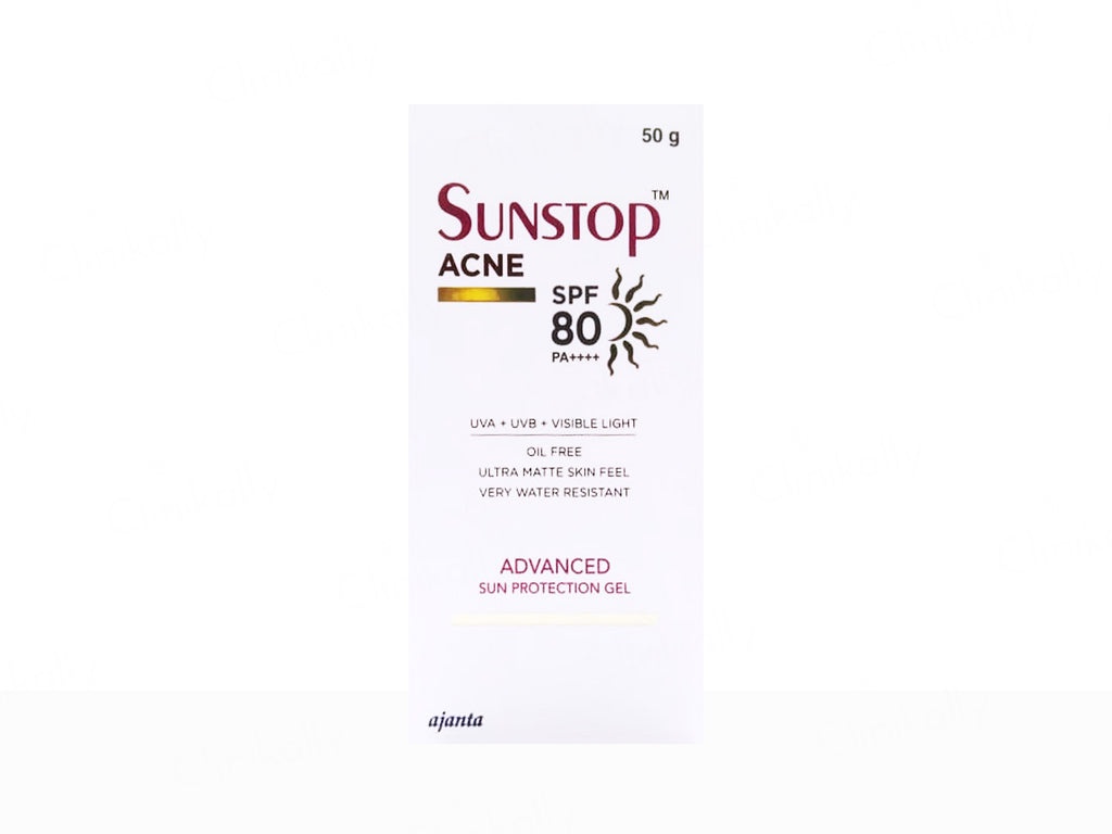 Ajanta Pharma Ltd Sunstop Acne SPF 80 Pa+++ Advanced Sun Protection Gel