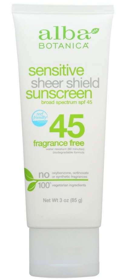 Alba Botanica Sensitive Sheer Shield Sunscreen Broad Spectrum SPF 45