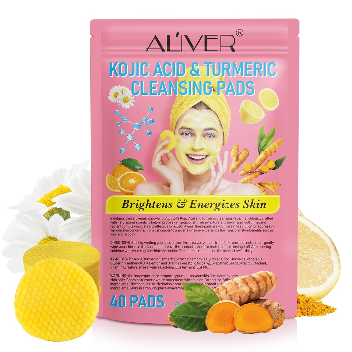 Aliver Kojic Acid And Turmeric Cleansing Pads