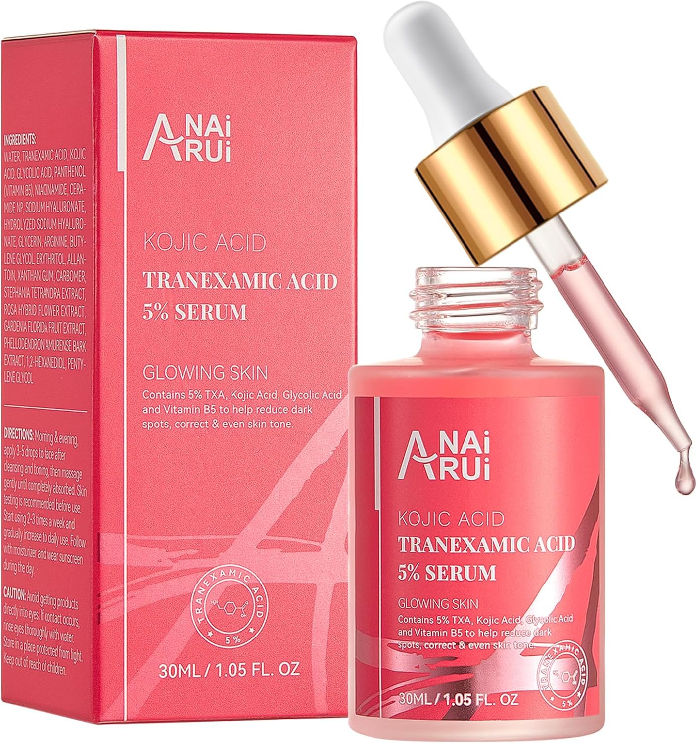 Anai Rui Tranexamic Acid Serum, Dark Spot Correcting Serum With Glycolic Acid + Kojic Acid