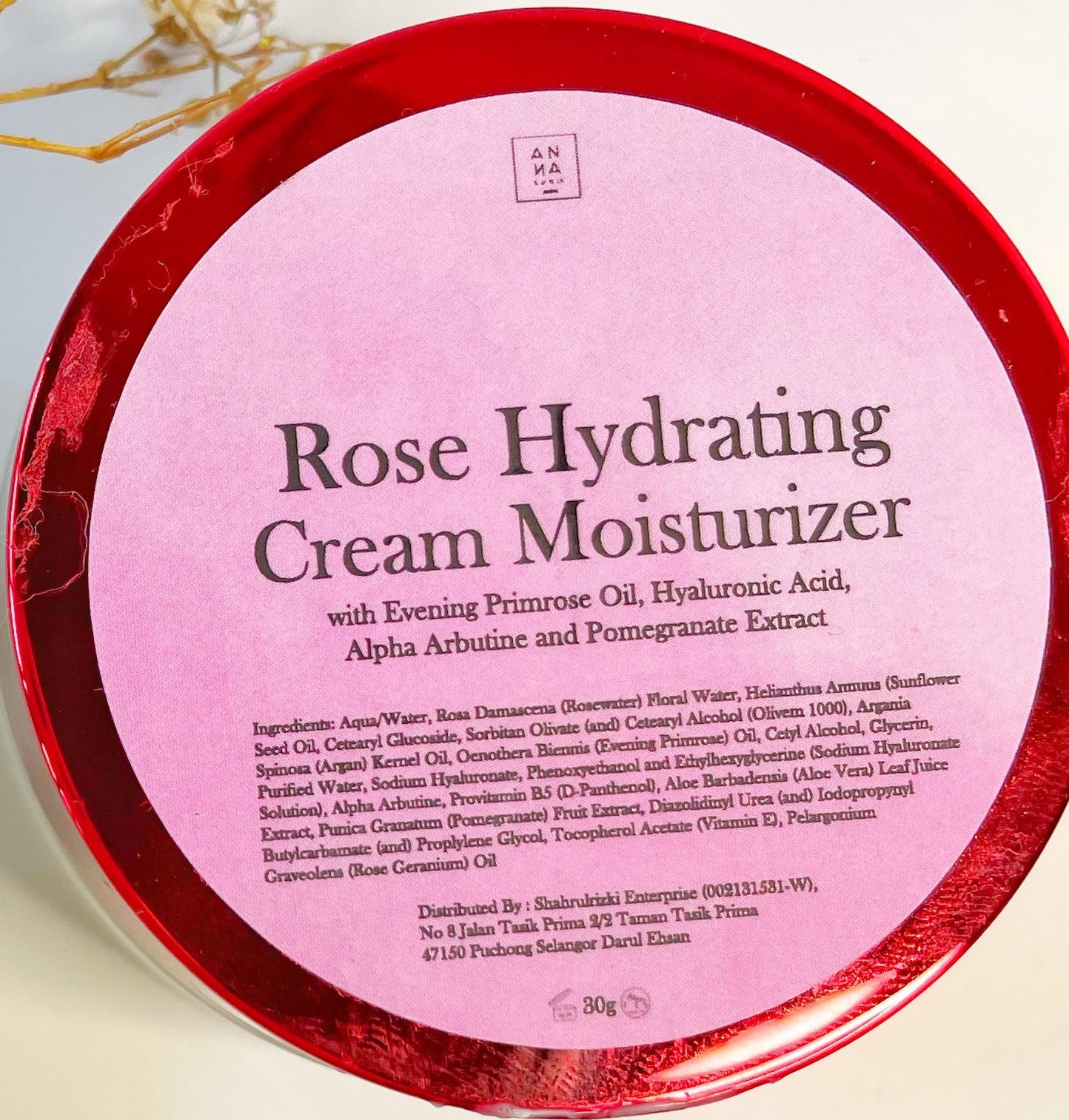 Anna Lucia Skincare Rose Hydrating Cream Moisturizer