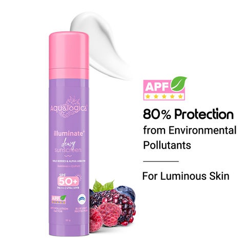 Aqualogica Illuminate+ Dewy Sunscreen In-vivo Tested SPF 50+ Pa++++ With Wild Berries & Alpha Arbutin