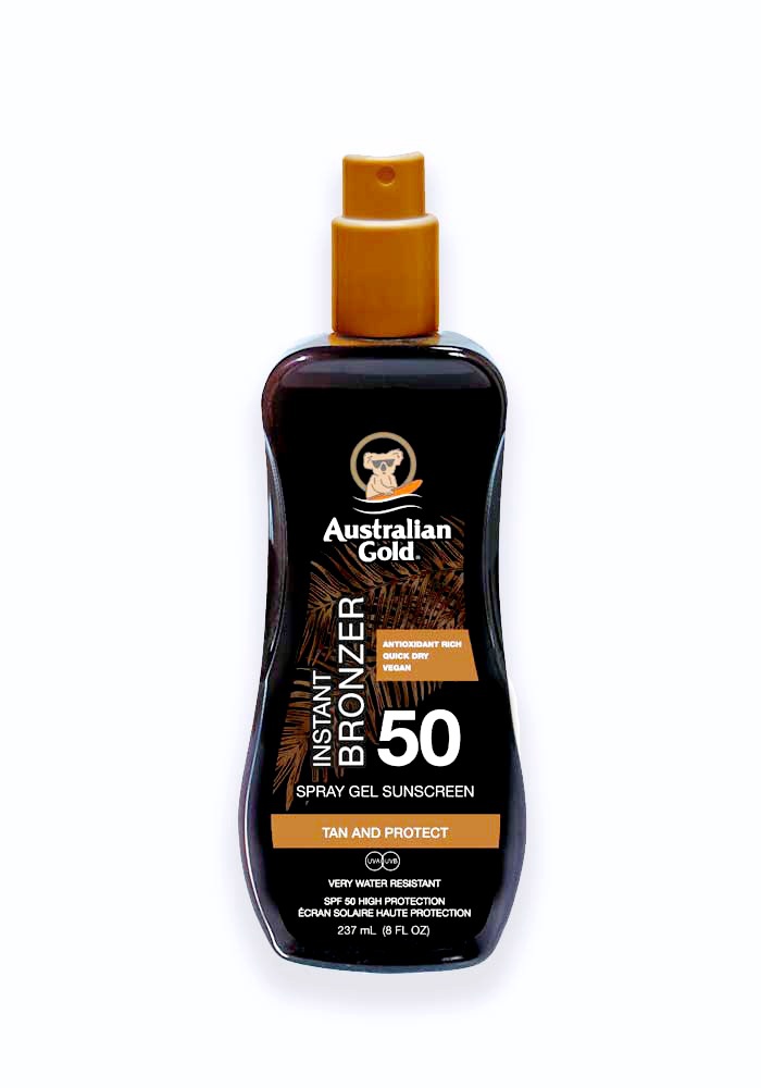 Australian Gold Instant Bronzer Spray Gel Sunscreen SPF 50