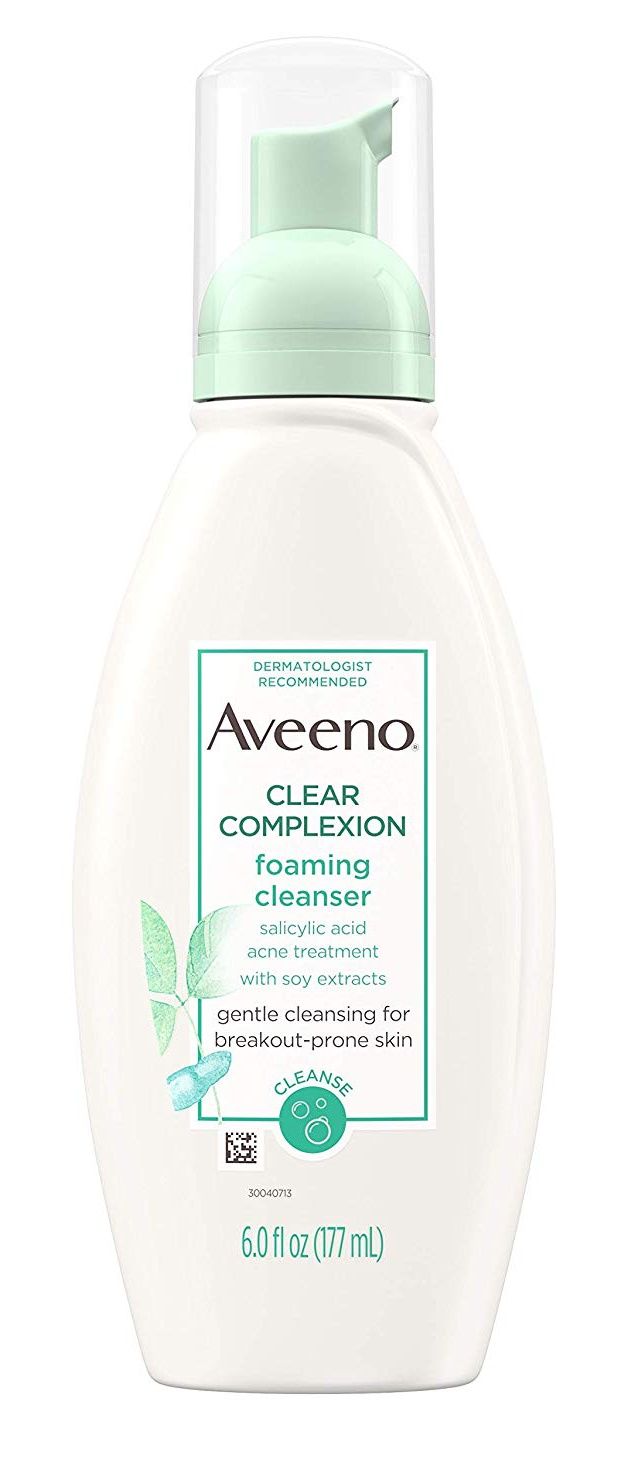 Aveeno Clear Complexion Foaming Salicylic Acid Face Cleanser For Sensitive Skin