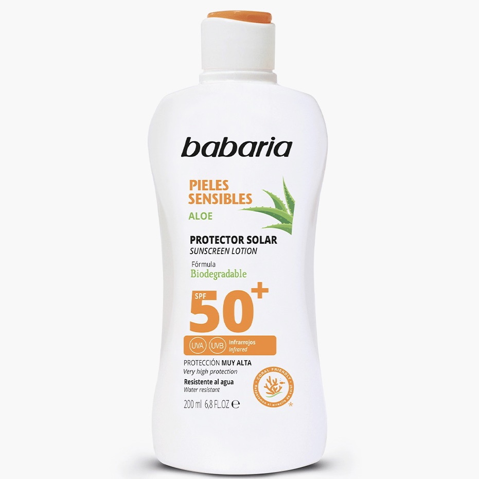 Babaria Loción Solar SPF 50+ Pieles Sensibles