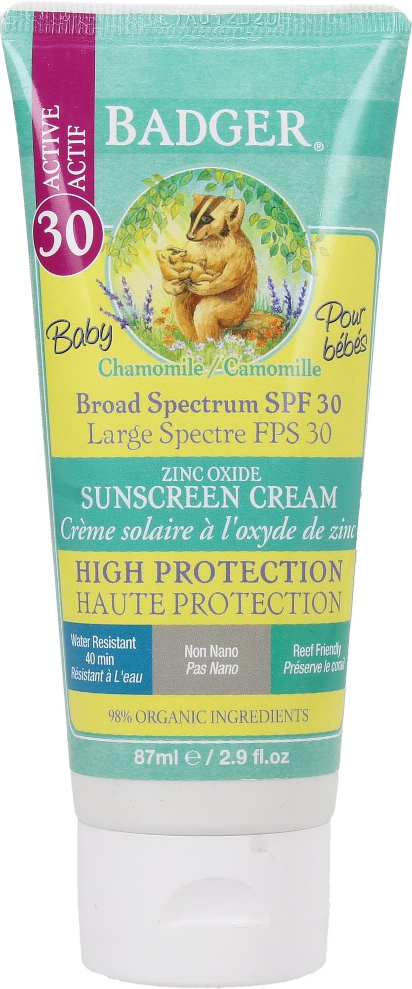 Badger Balm Chamomile & Calendula Baby Zinc Oxide Sunscreen Cream