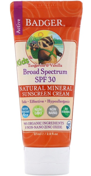Badger Company Active Kids, Natural Mineral Sunscreen Cream, Spf 30 Pa+++