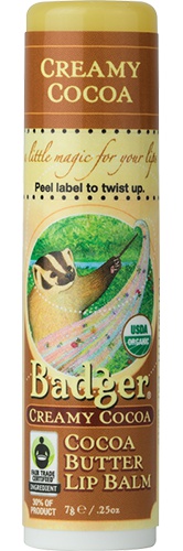 Badger Company Cocoa Butter Lip Balm, Creamy Cocoa