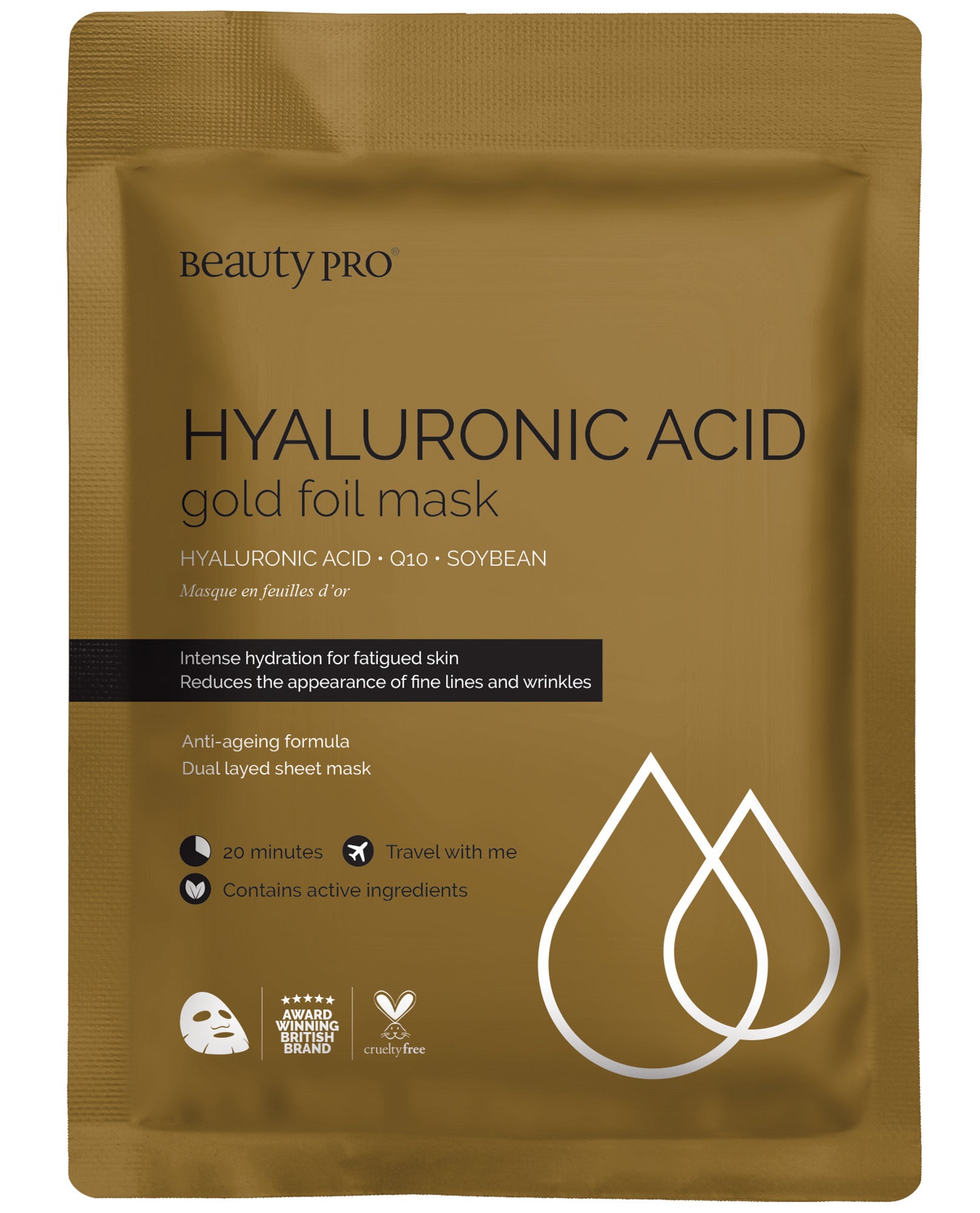 Beauty Pro Hyaluronic Acid Gold Foil Mask