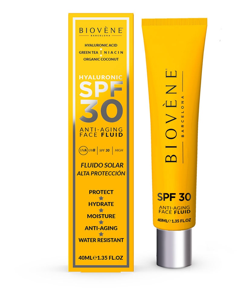 Biovene Hyaluronic SPF 30 Anti-aging Face Fluid High Protection, Organic Coconut