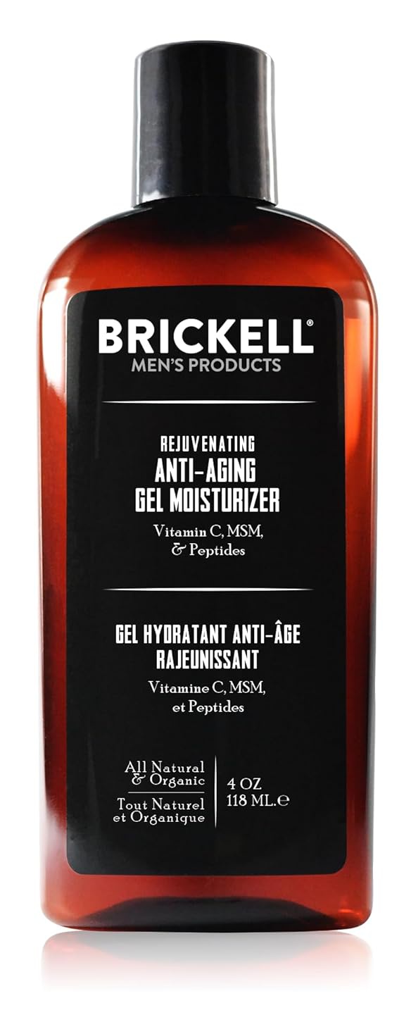 Brickell Men's Products Rejuvenating Anti-aging Gel Moisturizer For Men, Natural And Organic, Fast Absorbing Moisturizer Reduces Fine Lines And Wrinkles (scented, 4 Oz)