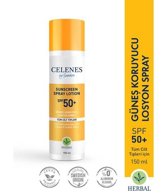 Celenes by Sweden Güneş Koruyucu Losyon Sprey SPF 50+