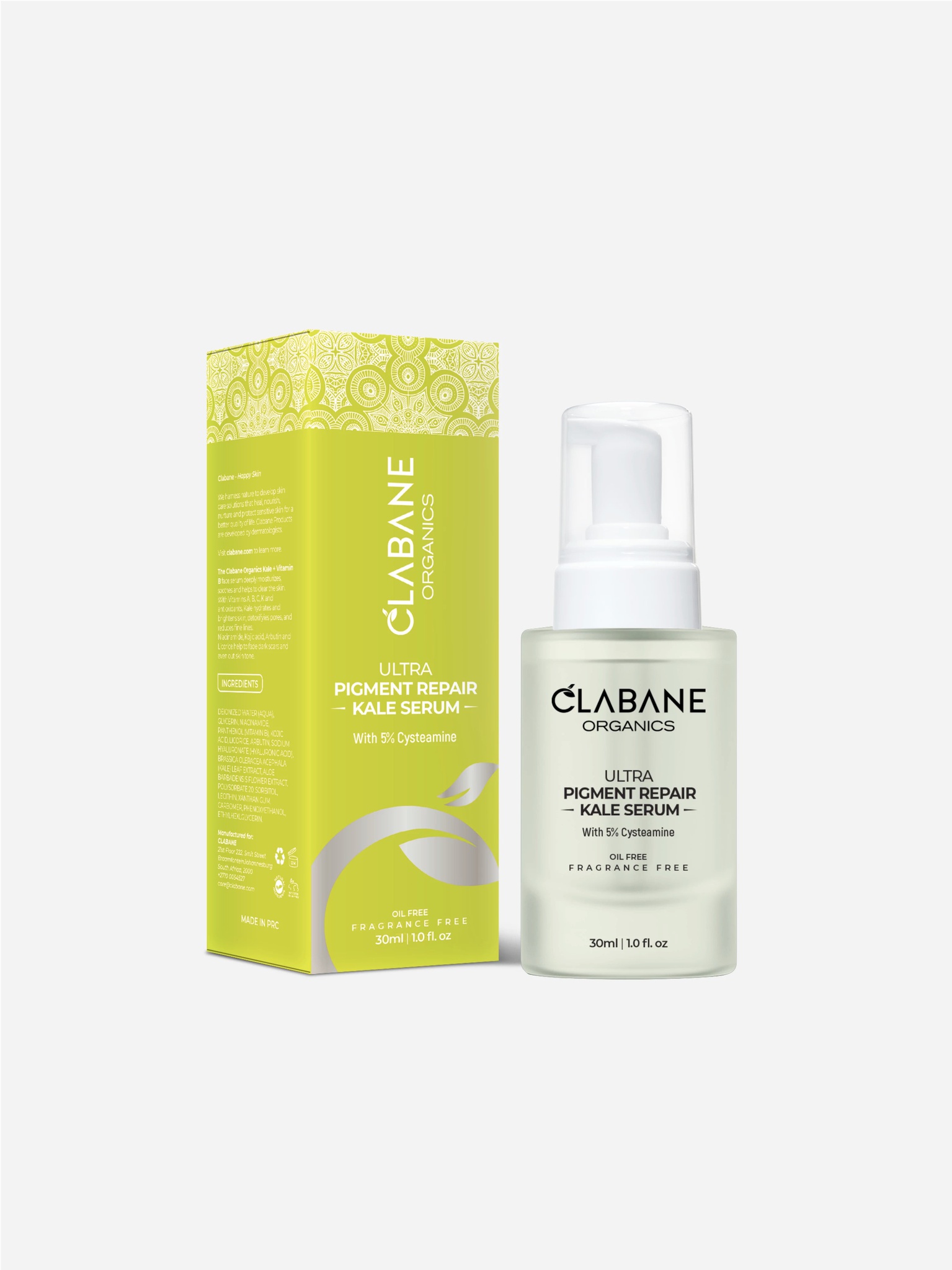 Clabane Skin Care Ultra Pigment Repair Kale Serum Powerful Pigmentation Correction With 5% Cysteamine