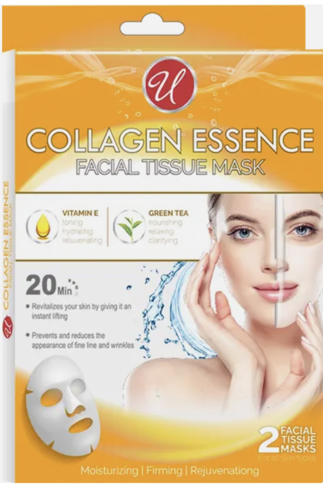 Collagen Essence Facial Tissue Mask, Vitamin E & Green Tea
