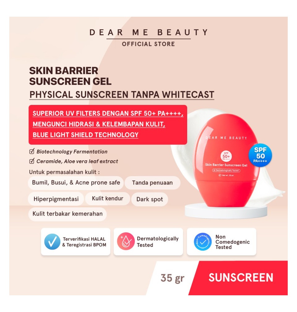Dear Me Beauty Skin Barrier Physical Sunscreen SPF 50 Pa++++