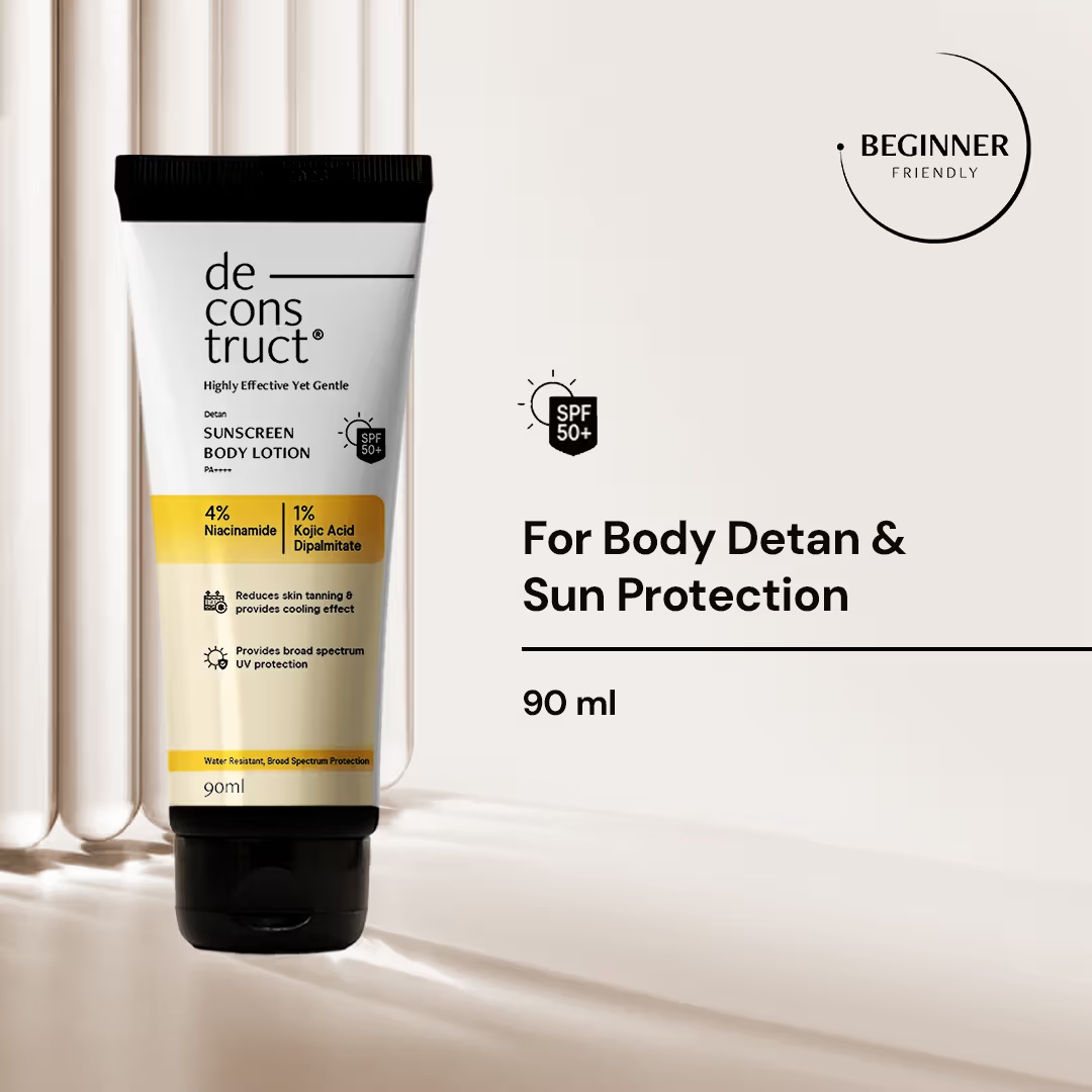 Deconstruct Detan Sunscreen Body Lotion - 4% Niacinamide +1% Kojic Acid Dipalmitate + SPF 50 Pa+++