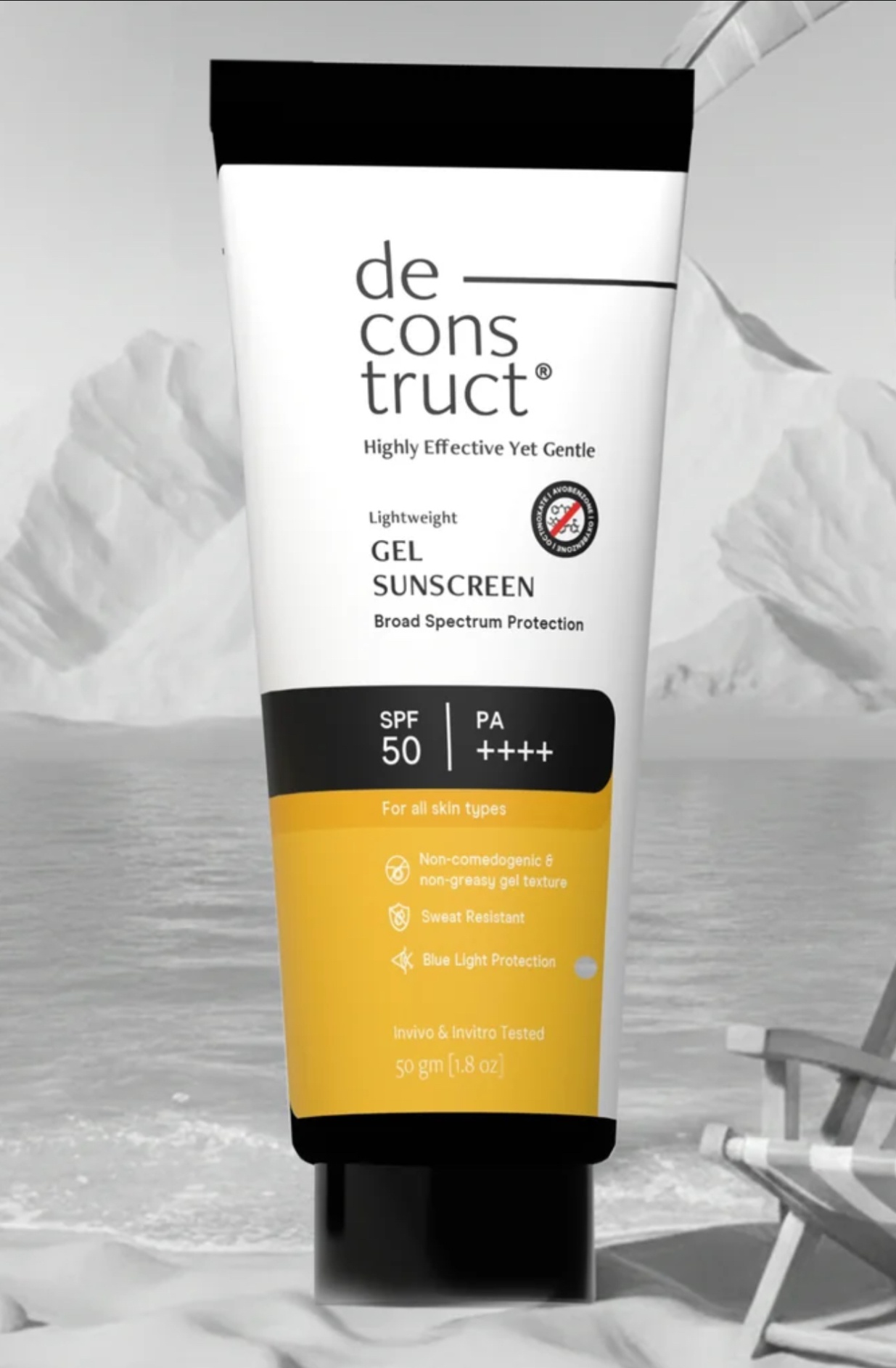 Deconstruct Gel Sunscreen For Oily Skin - SPF 50 Pa++++ | 100% Photostable Sunscreen With 4 New Gen UV Filters | Long Lasting | Lightweight, Airy, Non-greasy | In-vivo Tested