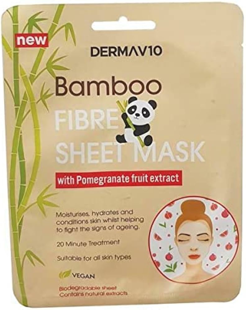 Derma V10 Bamboo Fibre Sheet Mask With Pomegranate Fruit Extract