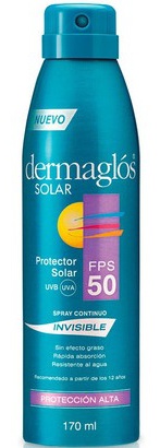 Dermaglós Protector Solar Con FPS 50 Invisible En Spray Continuo