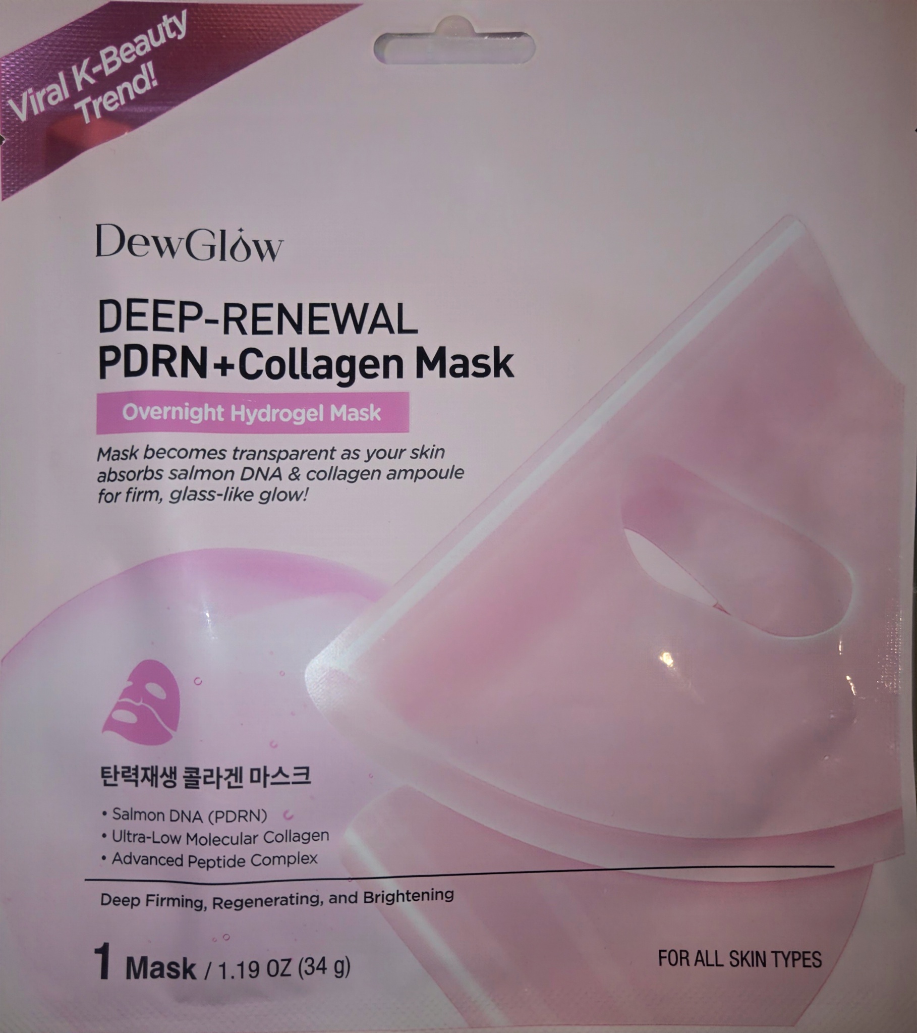 DewGlow Deep-renewal Pdrn+collagen Overnight Hydrogel Mask