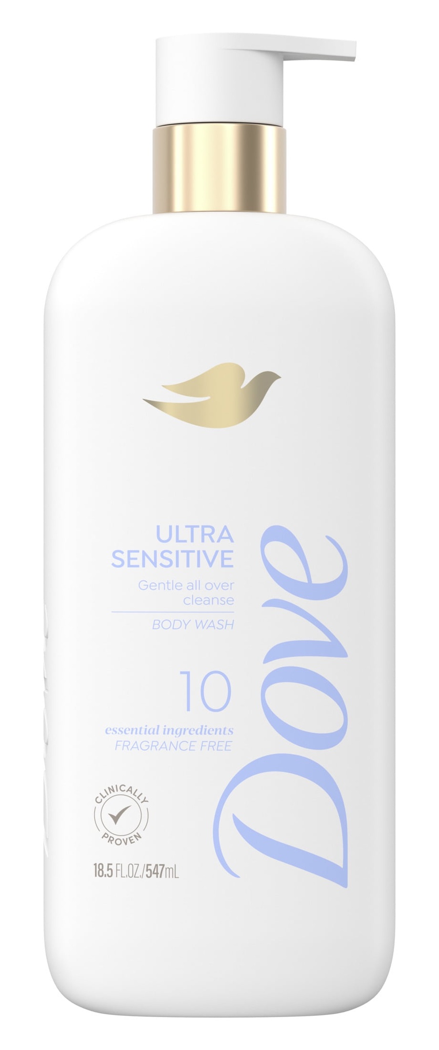 Dove Fragrance Free Body Wash Ultra Sensitive Gentle All-over Cleanse 10 Essential Ingredients
