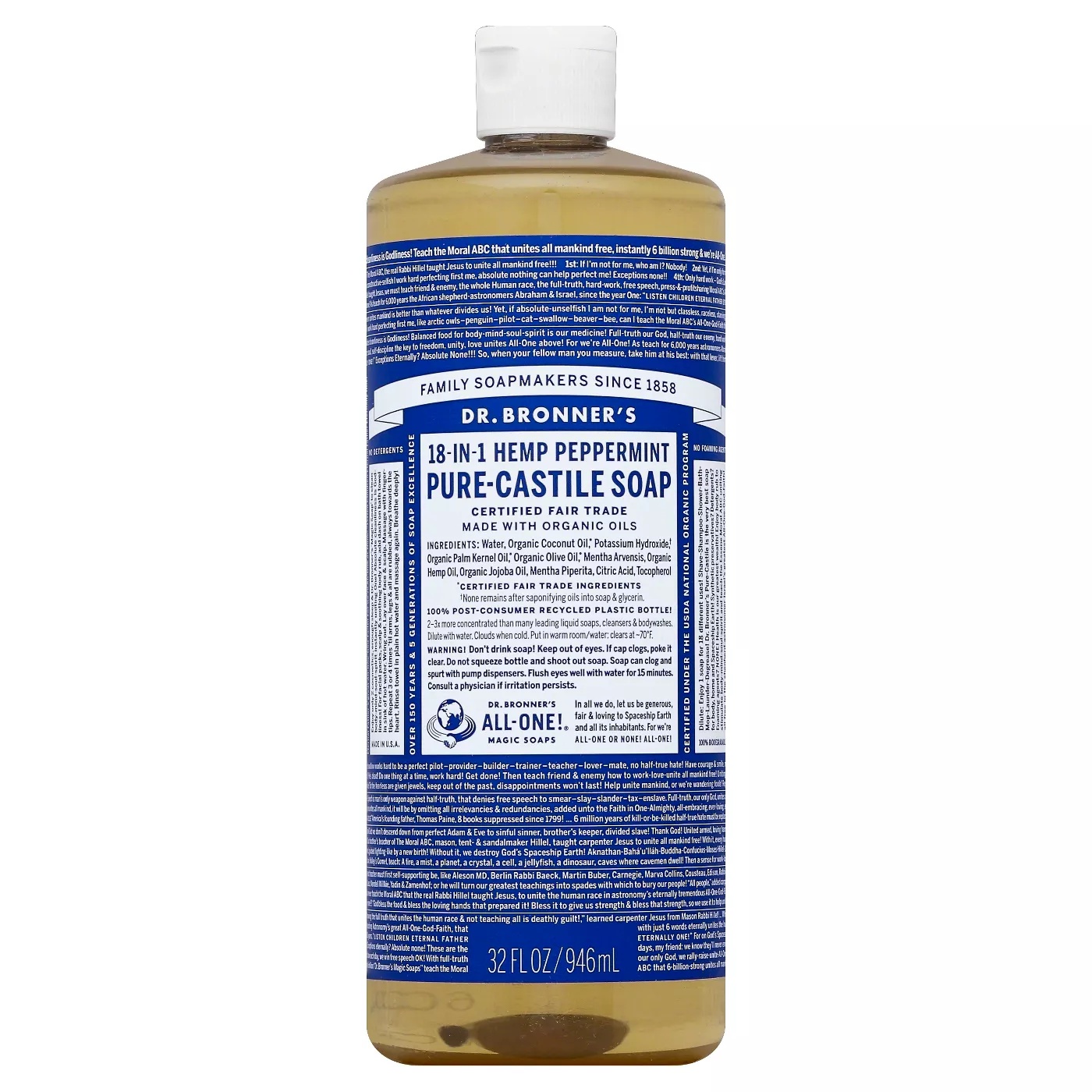 Dr. Bronner's Hemp Peppermint Pure Castile Soap