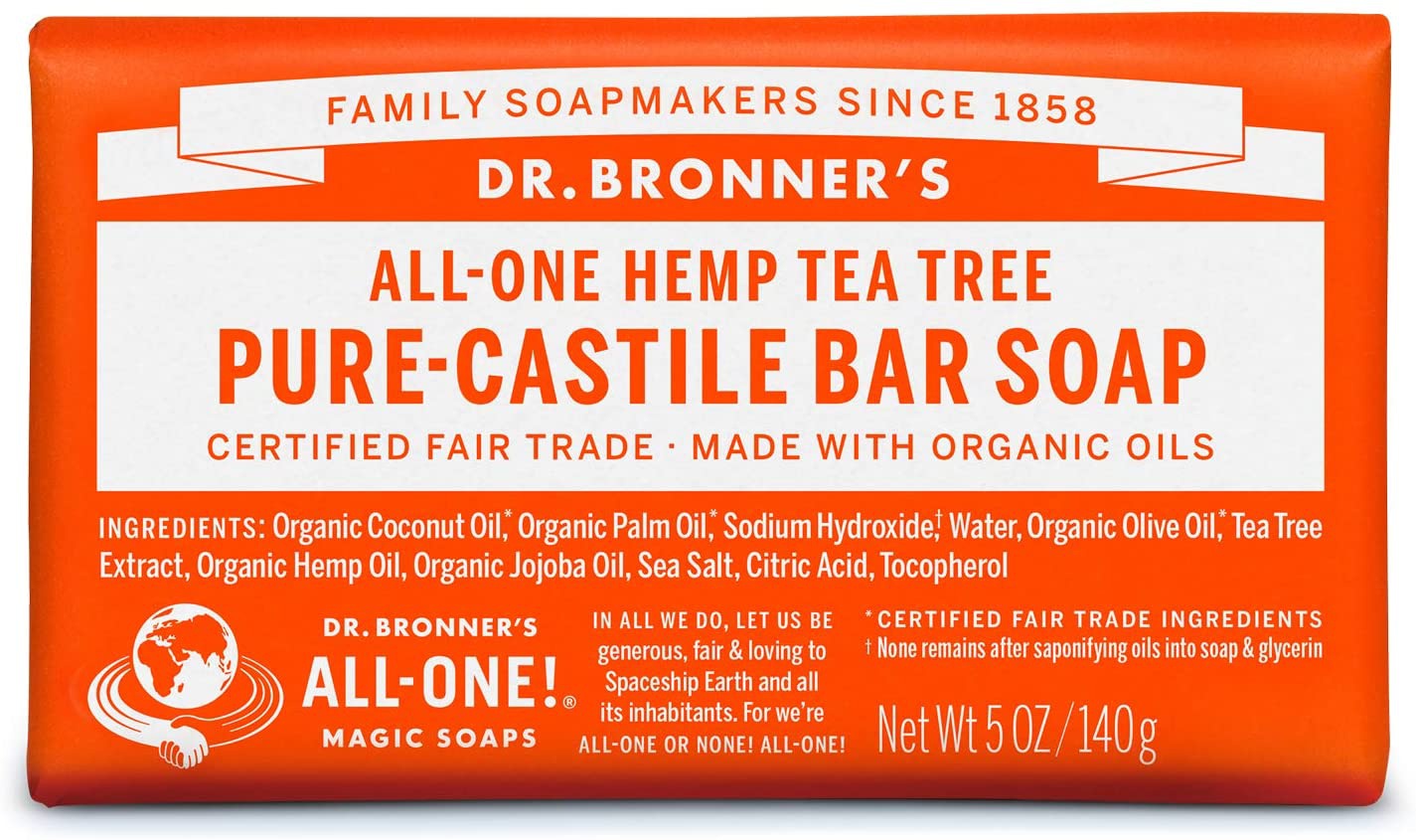 Dr. Bronner's Organic Tea Tree Pure-Castile Soap Bar