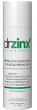 Dr ZinX Organic Vitamin C Mineral Sunscreen SPF50 Zinc + Thuja (hinokitiol)