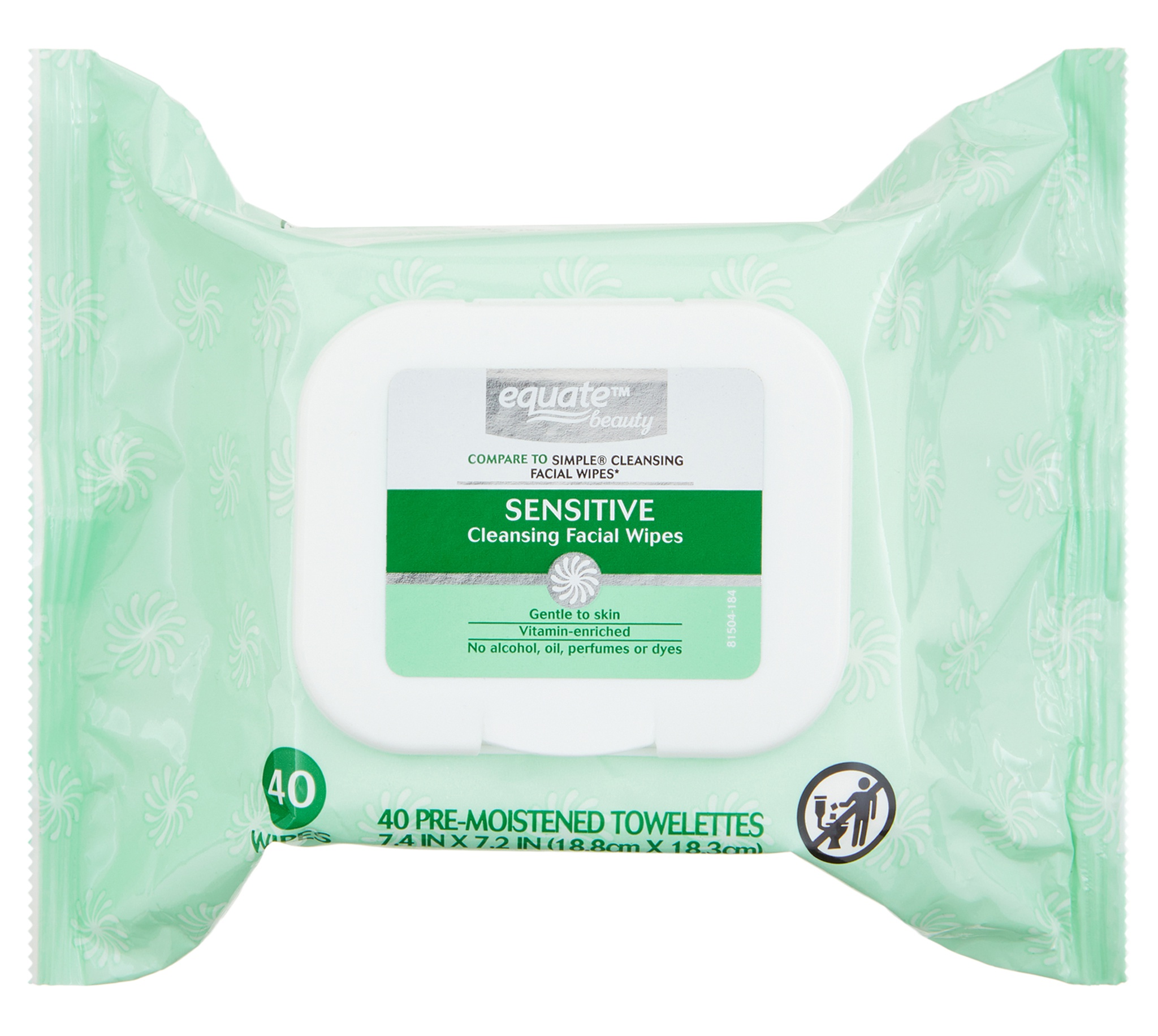 Equate Beauty Sensitive Cleansing Facial Wipes