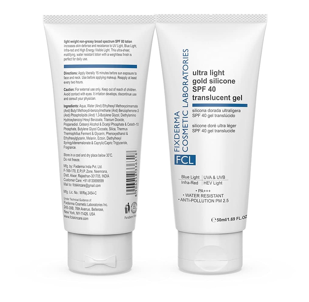 Fixderma Cosmetic Laboratories Ultra Light Gold Silicone SPF 40 Translucent Gel