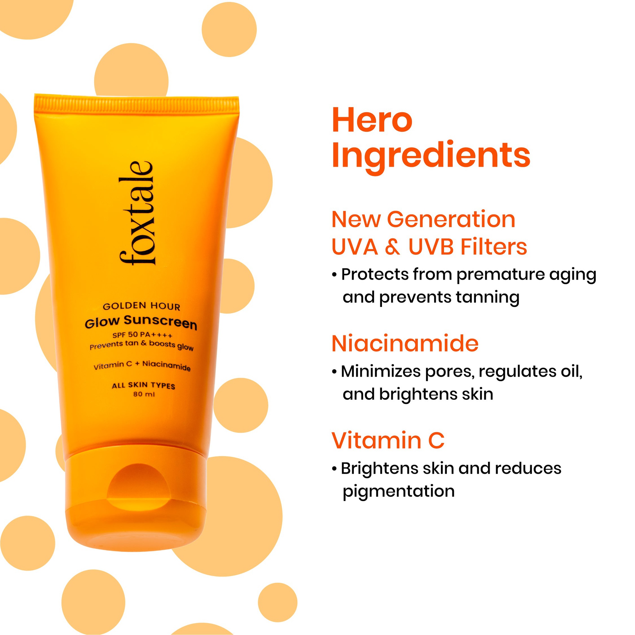 Foxtale Glow Sunscreen SPF 50, In-vivo Tested With Pa++++