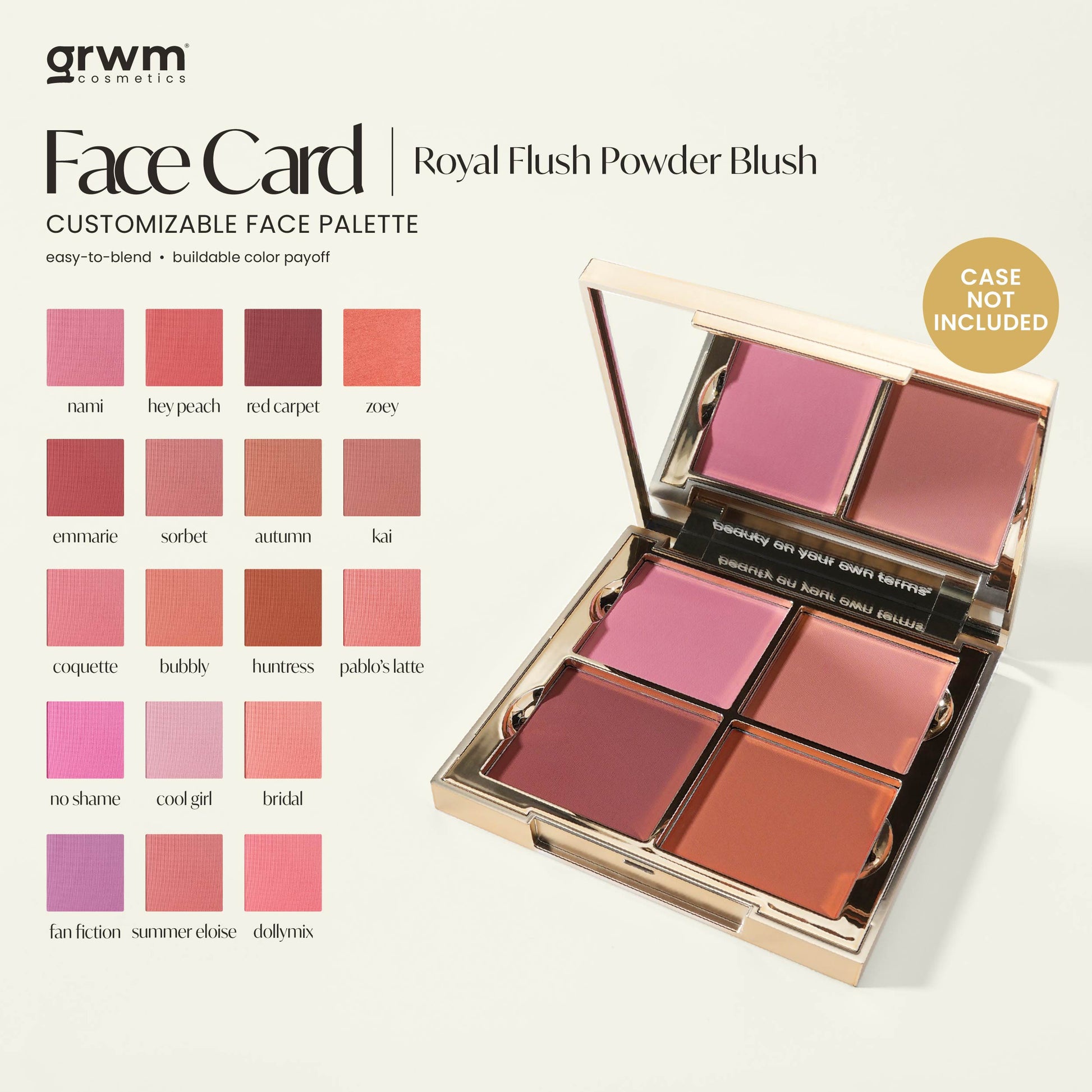 GRWM Cosmetics Face Card Royal Flush Power Blush