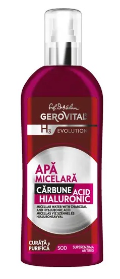 Gerovital H3 Evolution Charcoal And Hyaluronic Acid Micellar Water, H3 Evolution