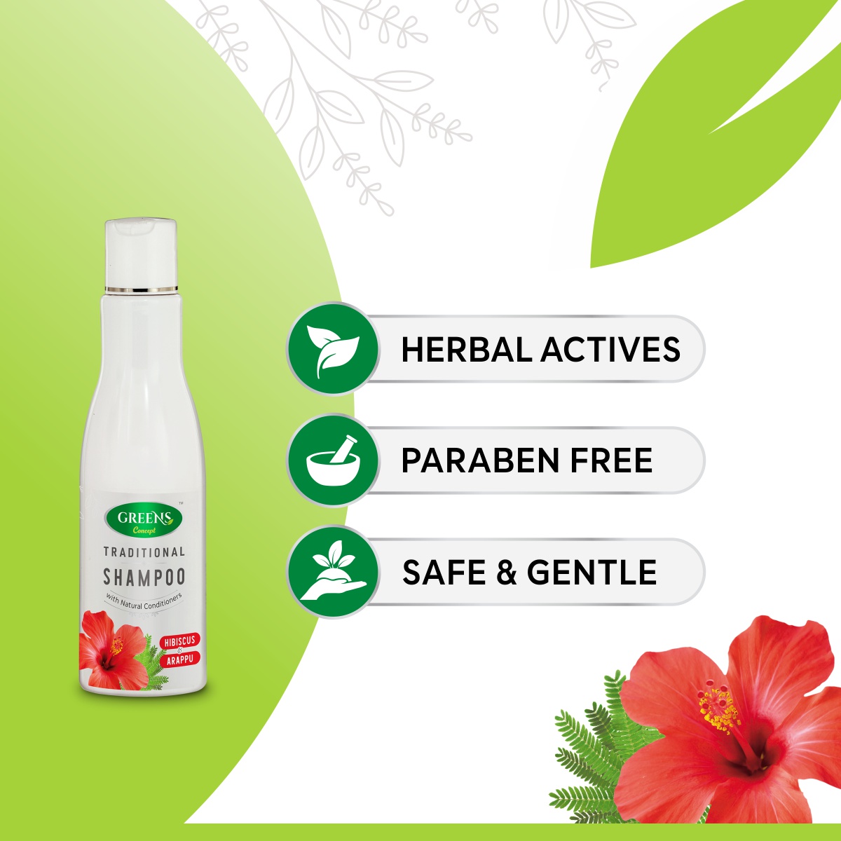 Greens concept Hibiscus And Arappu Shampoo