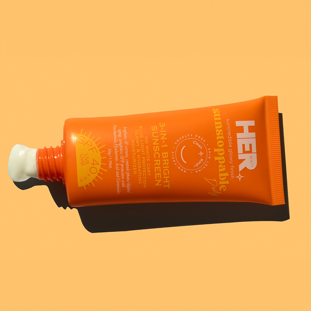 Her beauty 3 In 1 Bright Sunscreen (SPF 40 +++) Protect, Moisturize, Repeat