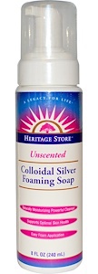 Heritage Store Colloidal Silver Foaming Soap, Unscented