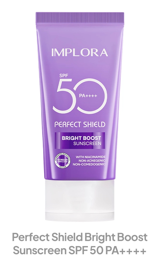 Implora Perfect Shield Bright Boost Sunscreen SPF 50 PA++++