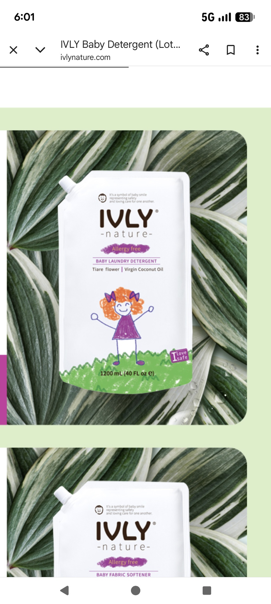 Ivly Nature Baby Laundry Detergent Tiare Flower