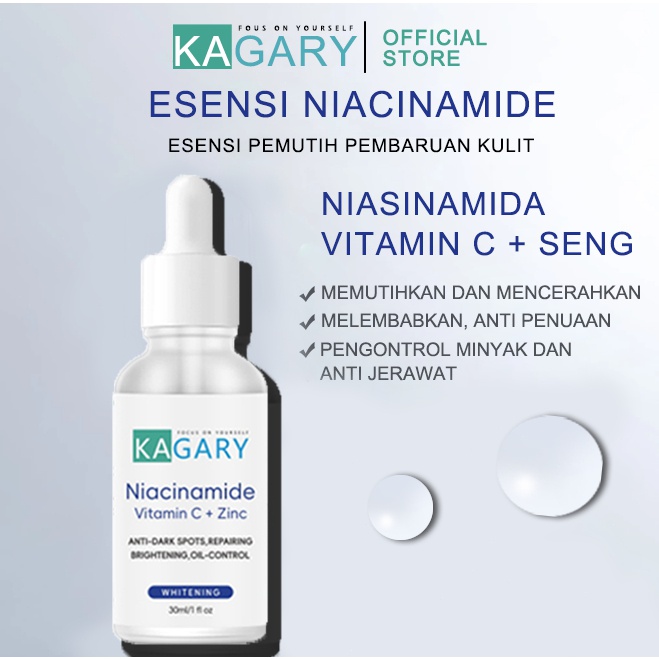 Kagary ￼kagary Brightening Serum 10% Niacinamide 5% Vitamin C 1% Zinc Brightening & Anti-aging Serum