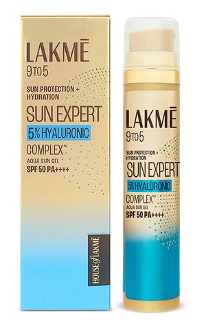 Lakme 5% Hyaluronic Water-light Sunscreen Gel SPF 50 Pa+ +++ For Oily Skin, Plump & Hydrated Skin