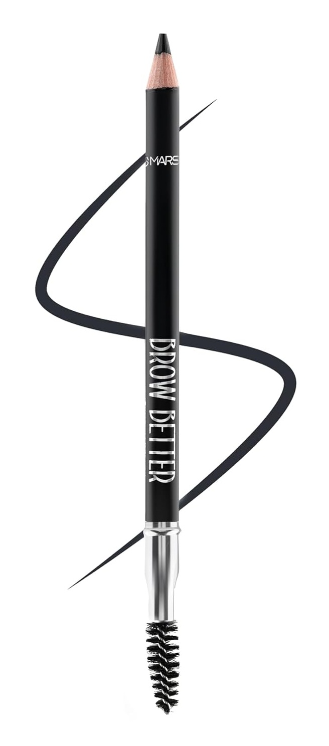 MARS Brow Better Eyebrow Pencil With Spoolie | Long-lasting & Smudge Proof | Rich Pigmentation | Natural-looking Results | Easy To Sharpen (1.4 Gm) (black)