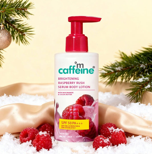 MCaffeine Brightening Raspberry SPF 50 Pa+++ Body Sunscreen Lotion