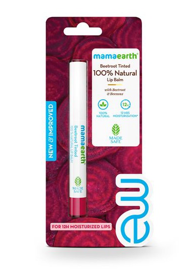 Mamaearth Beetroot Tinted 100% Natural Lip Balm With Beetroot & Beeswax For 12h Moisturized Lips -