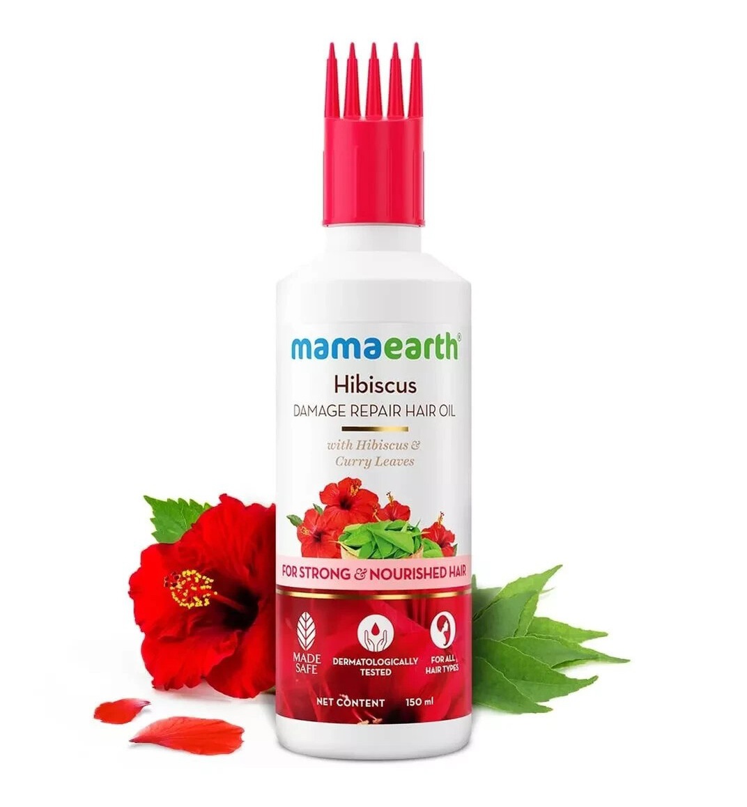 Mamaearth Hibiscus Damage Repair Hair Oil For Strong & Shiny Hair –