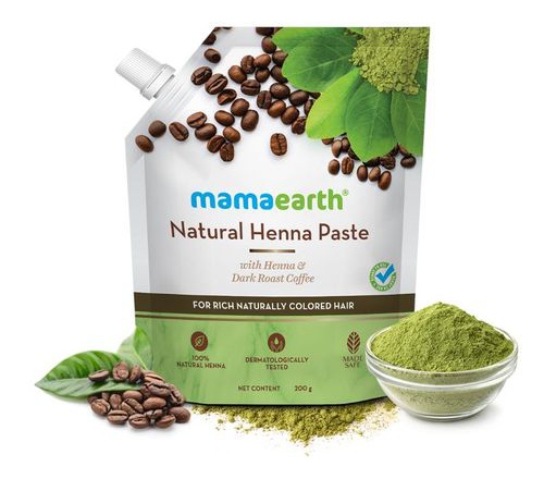 Mamaearth Natural Henna Paste | With Henna & Dark Roasted Coffee | For Rich Naturally Colored Hair | Ready To Apply | Imparts A Rich & Dark Colour |